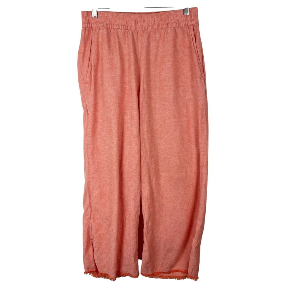 Carve Designs Pants Women Small 28 x 24 Orange Pull On Linen Cropped Ankle